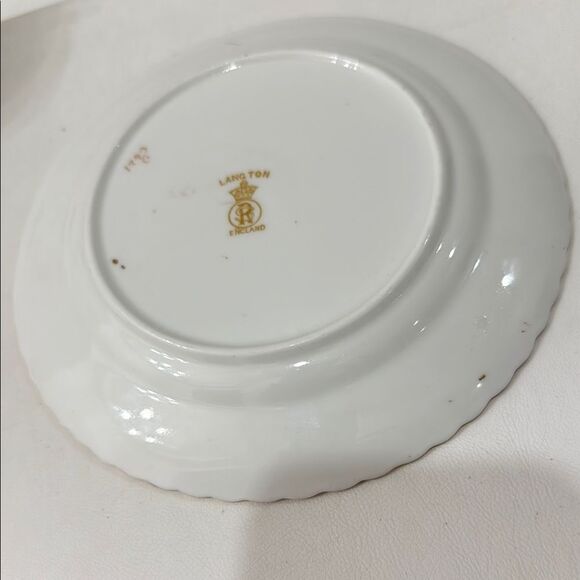 Langton England Elegant White Gold Pink 7 In Saucer 8 Oz Tea Cup 1793 Porcelain - Picture 9 of 12